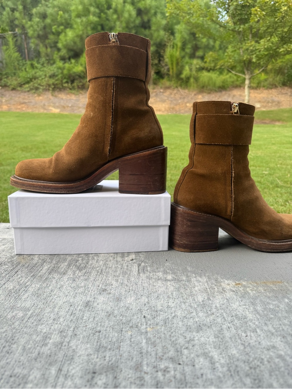 Burberry Westella Brown Suede TB Monogram Ankle Boots EU 40 - Picture 13 of 15